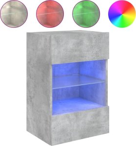 vidaXL Ścienne szafki TV z LED, 2 szt., szarość betonu, 40x30x60,5 cm 6