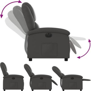 vidaXL Elektryczny fotel rozkładany, szary, obity skórą naturalną 6