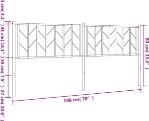 vidaXL Metalowe wezgłowie, białe, 193 cm 7
