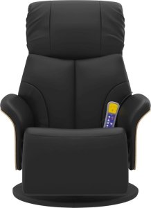 vidaXL Rozkładany fotel masujący z podnóżkiem, czarny, sztuczna skóra 4