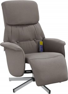 vidaXL Rozkładany fotel masujący z podnóżkiem, taupe, obity tkaniną 3