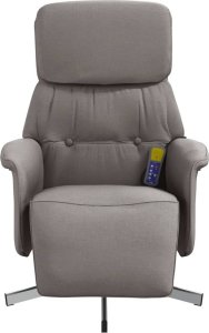 vidaXL Rozkładany fotel masujący z podnóżkiem, taupe, obity tkaniną 4