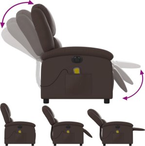 vidaXL Rozkładany fotel masujący, elektryczny, brązowy, sztuczna skóra 6