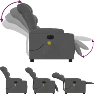 vidaXL Rozkładany fotel masujący, elektryczny, ciemnoszary, tkanina 6