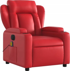 vidaXL Rozkładany fotel masujący elektryczny czerwony 3