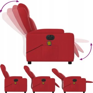 vidaXL Rozkładany fotel masujący elektryczny czerwony 6