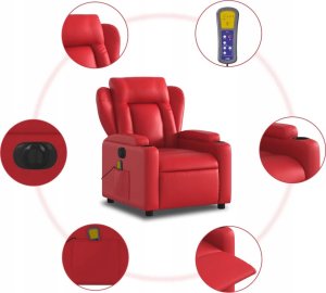 vidaXL Rozkładany fotel masujący elektryczny czerwony 7