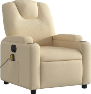 vidaXL Rozkładany fotel masujący, elektryczny, kremowy, tkanina 3