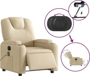 vidaXL Rozkładany fotel masujący, elektryczny, kremowy, tkanina 5