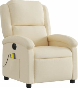 vidaXL Rozkładany fotel masujący, elektryczny, kremowy, tkanina 3