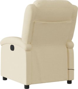 vidaXL Rozkładany fotel masujący, elektryczny, kremowy, tkanina 4