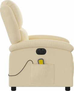 vidaXL Rozkładany fotel masujący, elektryczny, kremowy, tkanina 9