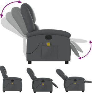 vidaXL Rozkładany fotel masujący, elektryczny, szary, sztuczna skóra 6