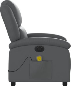 vidaXL Rozkładany fotel masujący, elektryczny, szary, sztuczna skóra 9