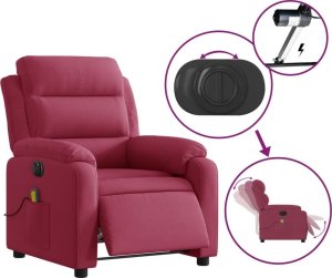 vidaXL Rozkładany fotel masujący, elektryczny, winna czerwień, aksamit 5