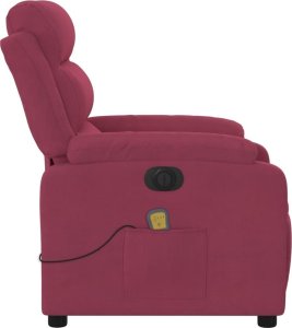 vidaXL Rozkładany fotel masujący, elektryczny, winna czerwień, aksamit 9