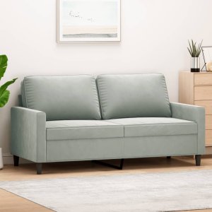 vidaXL Sofa 2-osobowa, jasnoszara, 140 cm, tapicerowana aksamitem Lumarko! 1