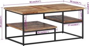 vidaXL Stolik kawowy, 90x50x39 cm, drewno tekowe z odzysku 8