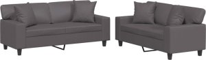 vidaXL vidaXL 2-cz. komplet wypoczynkowy z poduszkami, szary, sztuczna skóra 2