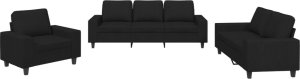 vidaXL vidaXL 3-cz. komplet wypoczynkowy, czarny, obity tkaniną 2