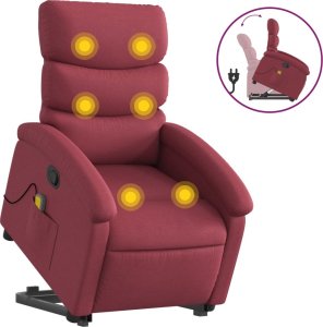 vidaXL vidaXL Podnoszony fotel masujący, rozkładany, bordowy, obity tkaniną 2