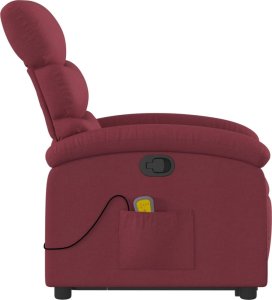 vidaXL vidaXL Podnoszony fotel masujący, rozkładany, bordowy, obity tkaniną 9