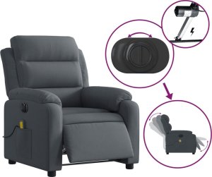 vidaXL vidaXL Rozkładany fotel masujący, elektryczny, ciemnoszary, aksamit 5