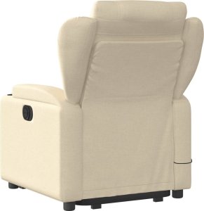 vidaXL vidaXL Podnoszony fotel masujący, rozkładany, kremowy, obity tkaniną 5