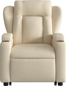 vidaXL vidaXL Podnoszony fotel masujący, rozkładany, kremowy, obity tkaniną 9