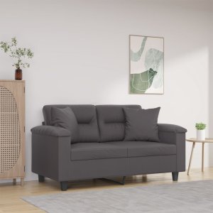 vidaXL vidaXL 2-osobowa sofa z poduszkami, szara, 120 cm, sztuczna skóra 1