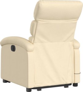 vidaXL vidaXL Podnoszony fotel masujący, rozkładany, kremowy, obity tkaniną 4