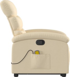 vidaXL vidaXL Podnoszony fotel masujący, rozkładany, kremowy, obity tkaniną 9