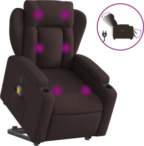 vidaXL vidaXL Podnoszony fotel masujący, elektryczny, rozkładany, ciemny brąz 2