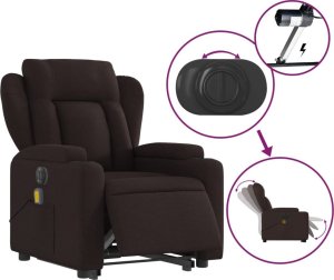 vidaXL vidaXL Podnoszony fotel masujący, elektryczny, rozkładany, ciemny brąz 6