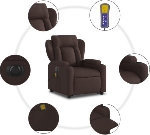 vidaXL vidaXL Podnoszony fotel masujący, elektryczny, rozkładany, ciemny brąz 8