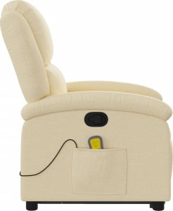 vidaXL vidaXL Podnoszony fotel masujący, rozkładany, kremowy, obity tkaniną 9