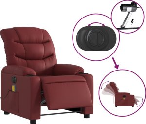 vidaXL vidaXL Rozkładany fotel masujący, elektryczny, bordowy, sztuczna skóra 6