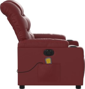 vidaXL vidaXL Rozkładany fotel masujący, elektryczny, bordowy, sztuczna skóra 10