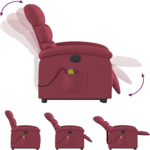 vidaXL Podnoszony fotel masujący, elektryczny, rozkładany, czerwony 6