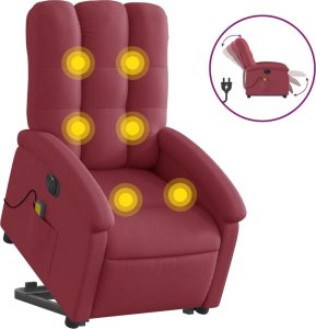 vidaXL Podnoszony fotel masujący, elektryczny, rozkładany, czerwony 2