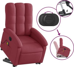 vidaXL Podnoszony fotel masujący, elektryczny, rozkładany, czerwony 5