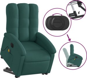 vidaXL Podnoszony fotel masujący, elektryczny, rozkładany, zielony 6