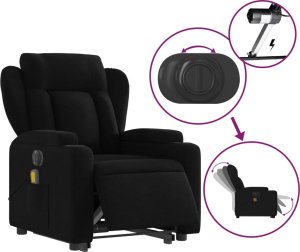 vidaXL Podnoszony fotel masujący, elektryczny, rozkładany, czarny 6
