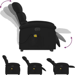 vidaXL Podnoszony fotel masujący, elektryczny, rozkładany, czarny 6
