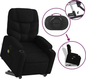 vidaXL Podnoszony fotel masujący, elektryczny, rozkładany, czarny 11