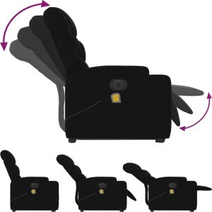 vidaXL Podnoszony fotel masujący, elektryczny, rozkładany, czarny 7