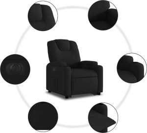 vidaXL Podnoszony fotel masujący, elektryczny, rozkładany, czarny 8