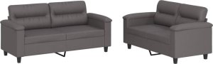 vidaXL 2-częściowy zestaw wypoczynkowy z poduszkami, szary, sztuczna skóra 2
