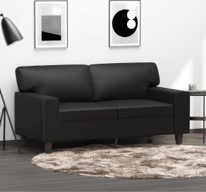 vidaXL 2-osobowa sofa, czarna, 120 cm, sztuczna skóra Lumarko! 1