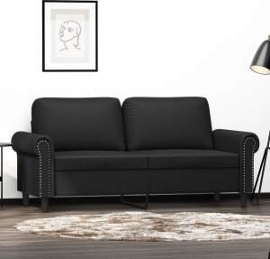 vidaXL 2-osobowa sofa, czarna, 140 cm, sztuczna skóra Lumarko! 1